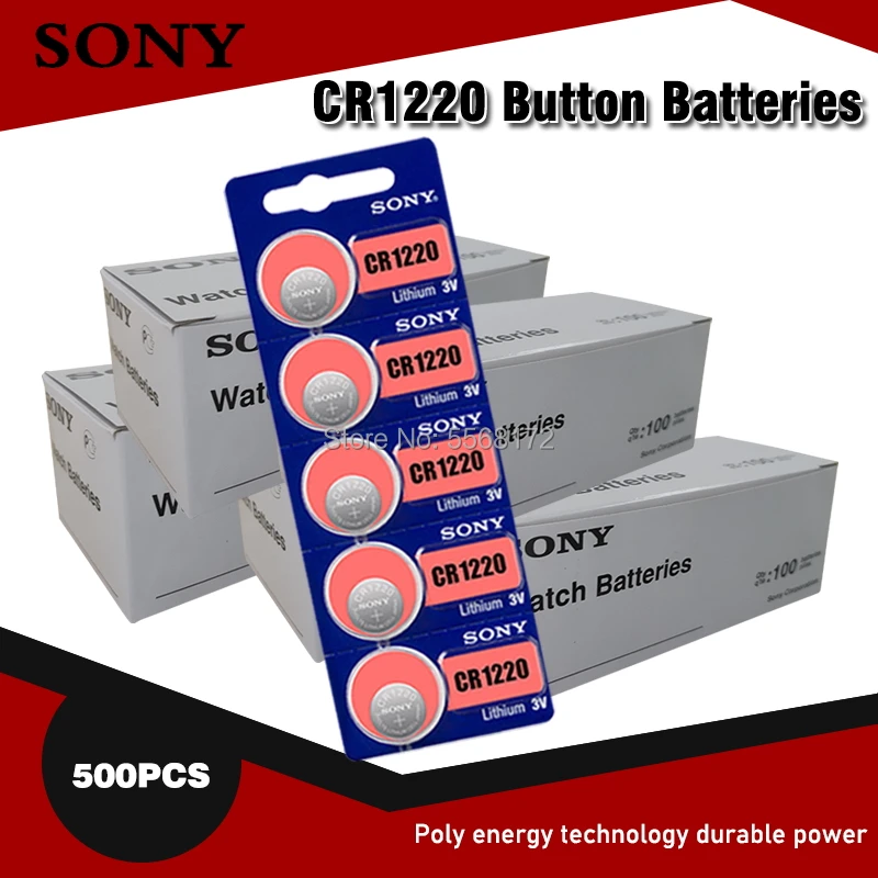 

500 шт., Литиевые Батарейки SONY кнопочного типа CR1220, 3 в DL1220 BR1220 LM1220 CR 1220 для электронных часов, игрушек, пультов дистанционного управления