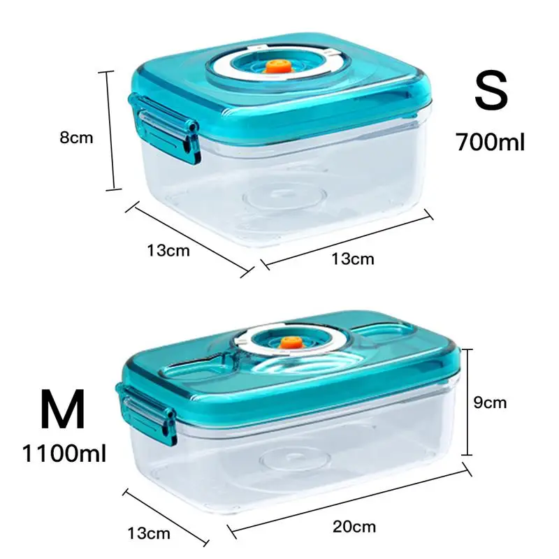 

Kitchen Transparent Vacuum Storage Box Microwave Oven Fresh-Keeping Organizer Box With Manual Inflatable Tube Kitchen Tools