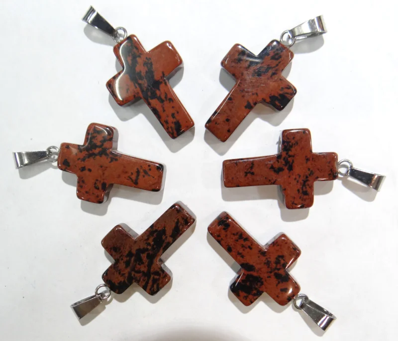 Оптовая продажа 50 шт. высокое качество обсидиан Крест из натурального камня