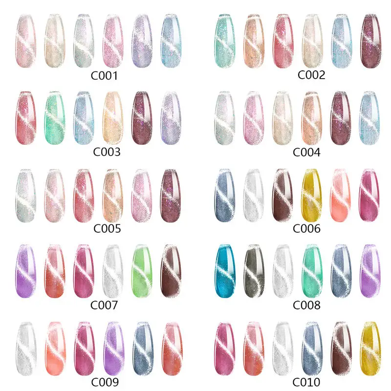 

Elite99 6pcs/Set Platinum Cat's Eye Gel Polish Varnishes Kits Hybrid Nails For Manicure 10ML Crystal Ice Cat Eye Enamel Nail Set