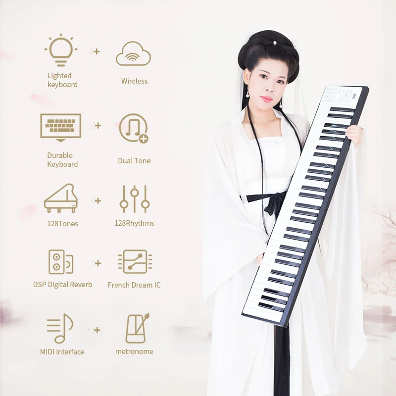 Портативная электрическая клавиатура для пианино с блоком питания 88 клавиш