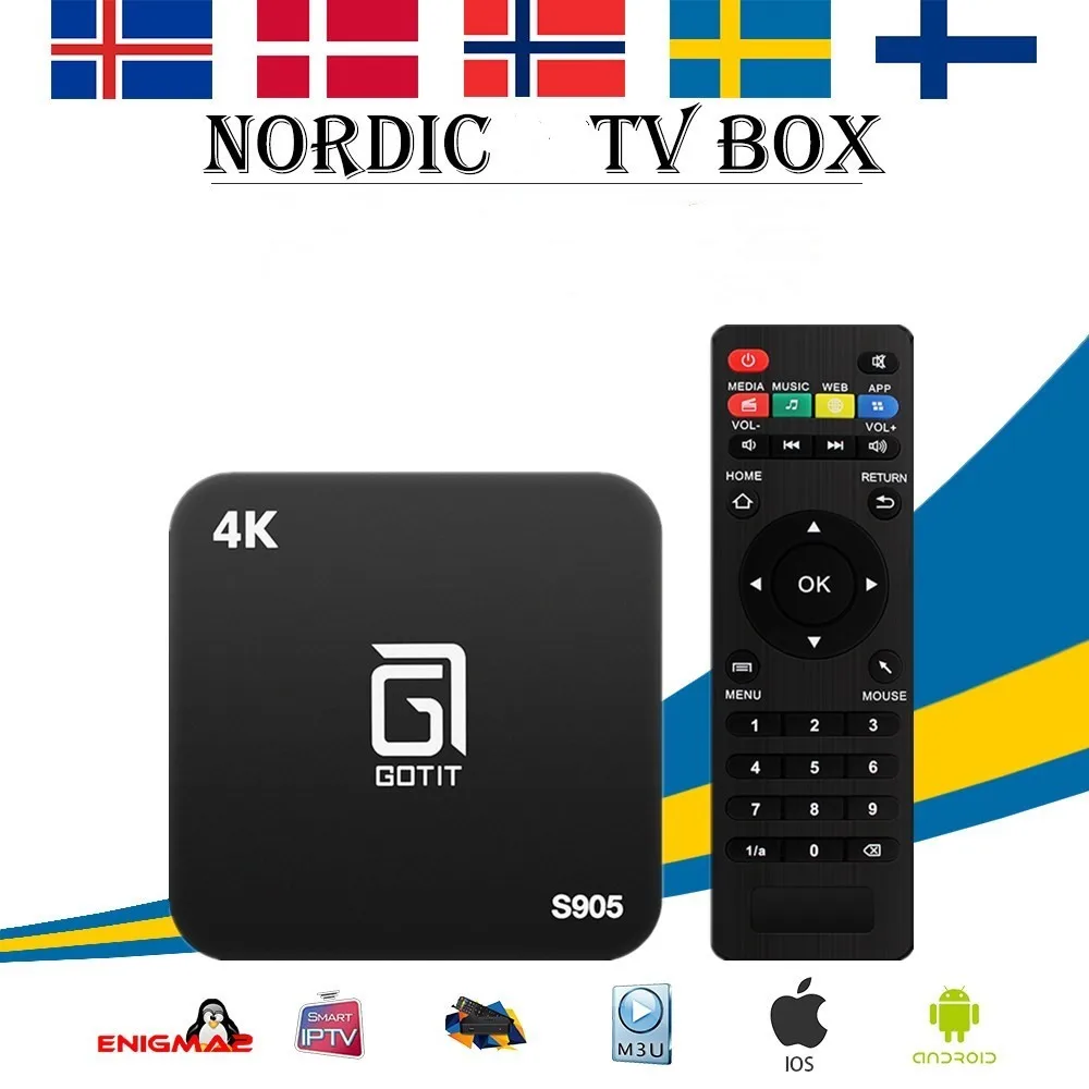 Лучший Gotit S905 Android ТВ коробка арабский Европейский Скандинавия скандинавский