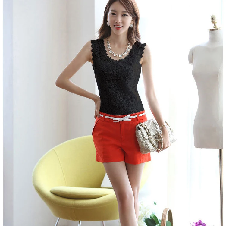 Элегантная женская кружевная блузка без рукавов из хлопка топы белого цвета