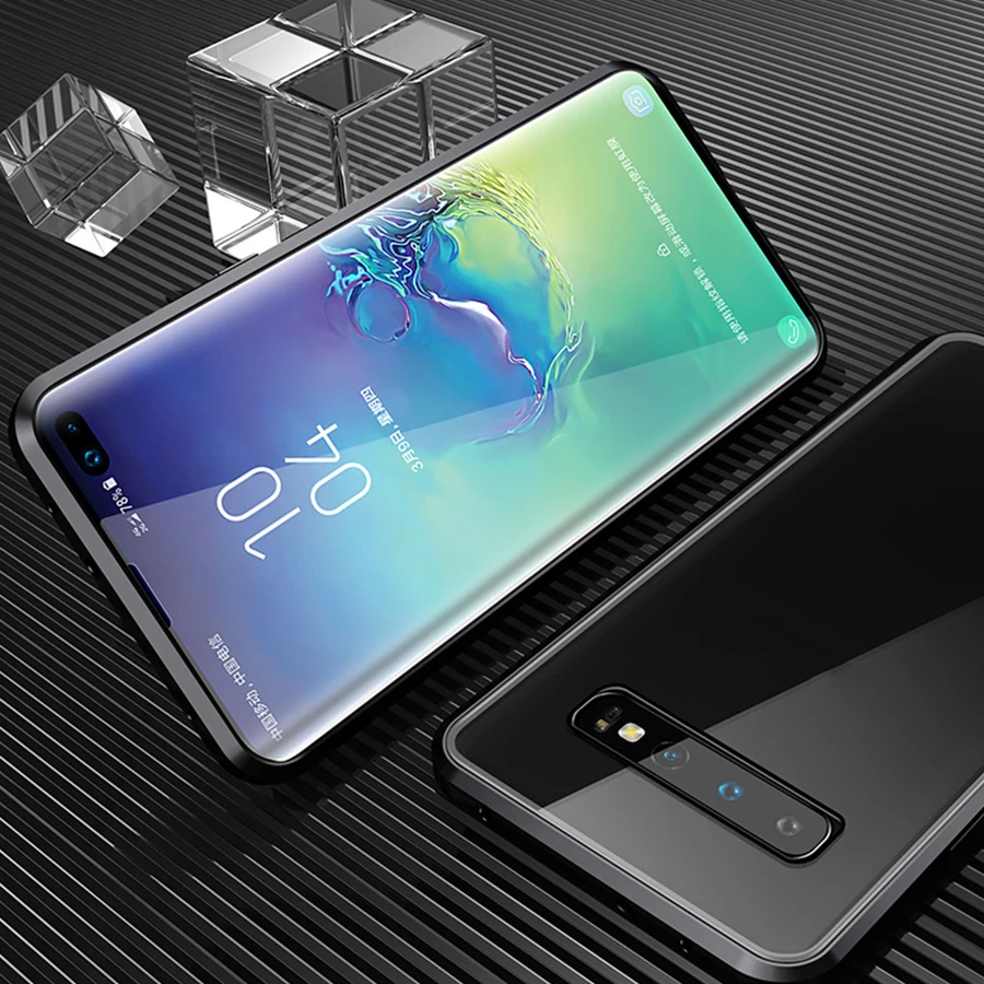 

Magnetic adsorption Magnet Phone Case For Samsung Galaxy S8 S9 S10 S20 Plus S21 Note 20 Ultra Front Back Glass Cover Case Coque