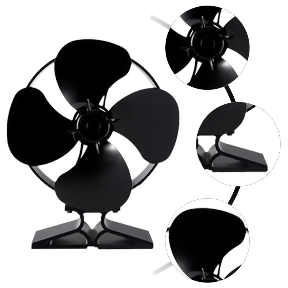 

Black Fireplace 4 Blade Heat Powered Stove An Log Wood Burner Ecofan Quiet Black Home Fireplace Fan Efficient Heat Distribution