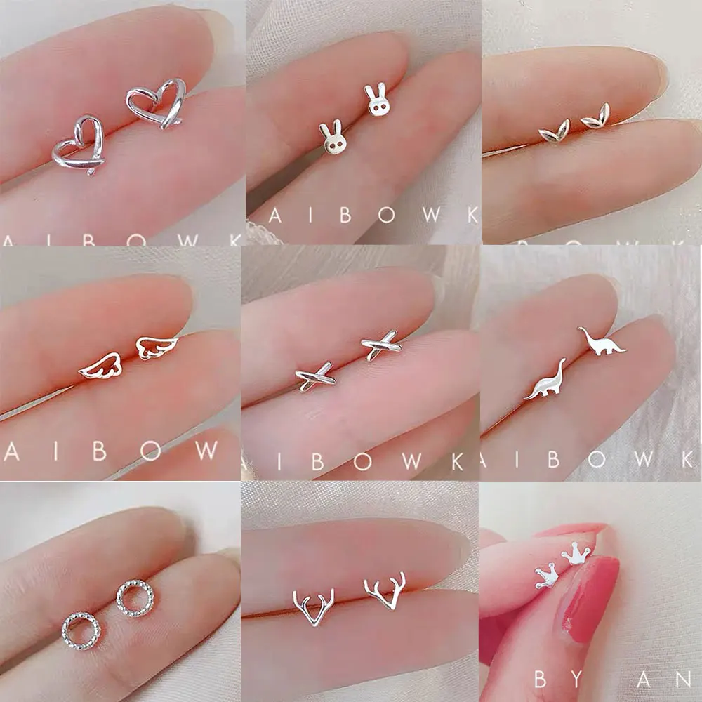 

Simple Butterfly Smooth Mini Small Animal Flower Crown Heart Stud Earring for Women Cartilage Helix Tragus Piercing Tiny Star