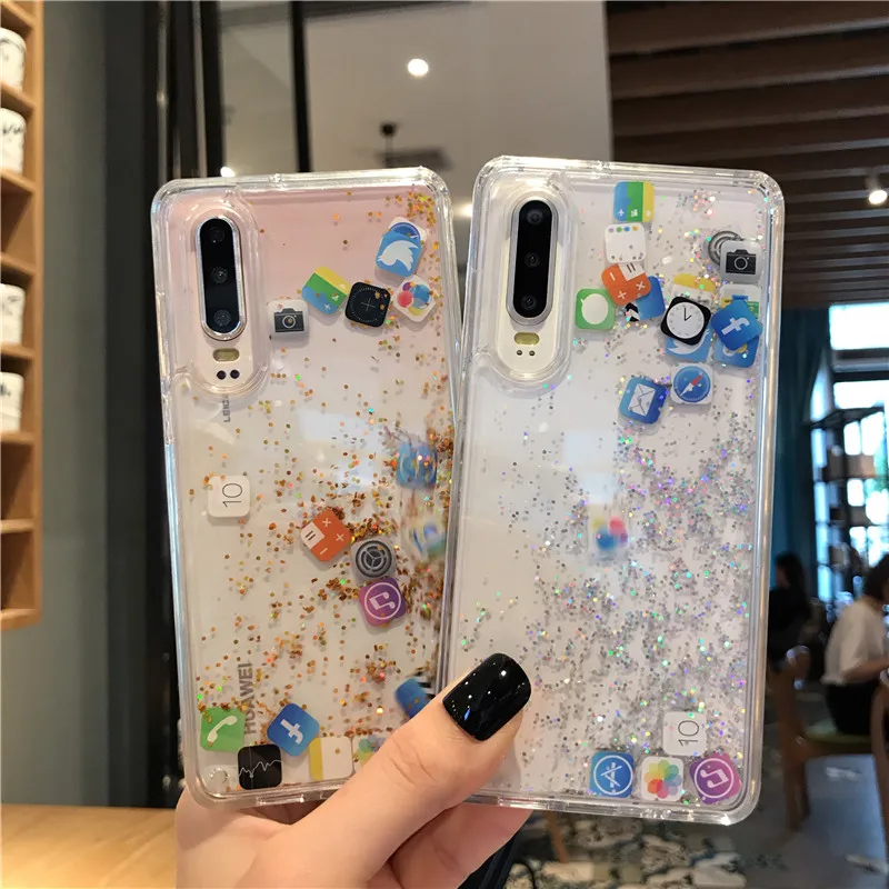 Для Samsung S8 S9 S10 S20 Plus Lite Note 20 8 9 10 quicksand flash APP A10 A20 A20S A50 A70 A51 A71 для iPhone 12Mini 12 Pro|Бамперы| |