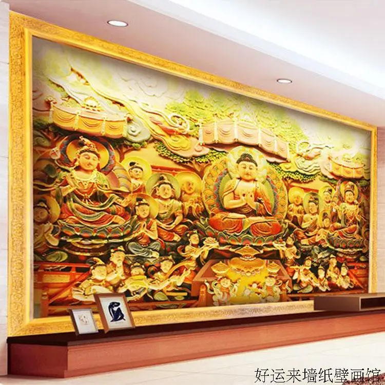 Прямая доставка 3d Настенные обои Большая фреска буддизм дзен мастер диван ТВ