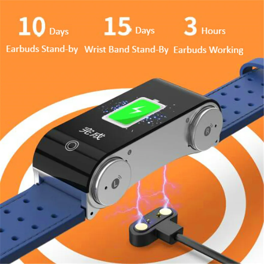 Tws Earbuds Bluetooth Earphone Sport Head Phones True Wireless Earphones Fitness Band Wrist Smart Watch Active Noise Reduction