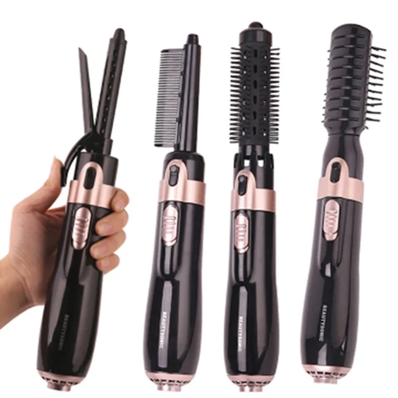 

4-in-1 Hair Dryer Comb Electric Hair Straightener Curler Brush Negative Ion Hot Air Comb Roller Curling Wand Hair Styling Tools