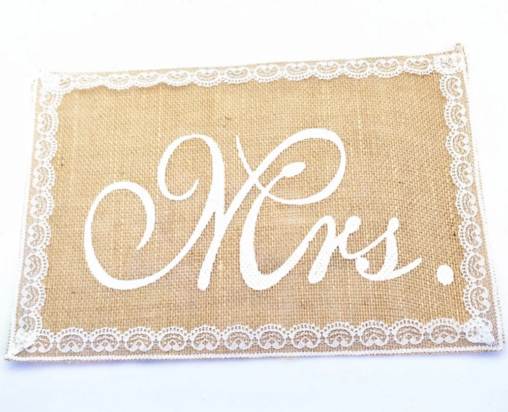 Деревенские Свадебные плакаты знаки Mr and Mrs знак стула винтажные Свадебные украшения стул с джутовым баннером знак AA8041