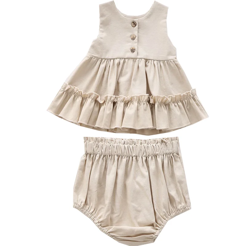 2 шт./комплект жилет и брюки для девочек на пуговицах | Детская одежда обувь