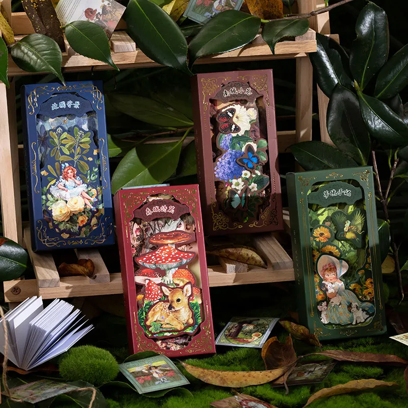 

200 листов бумаги и ПЭТ винтажная Цветочная наклейка с мини-записной книгой для скрапбукинга материал украшения журнала DIY материал