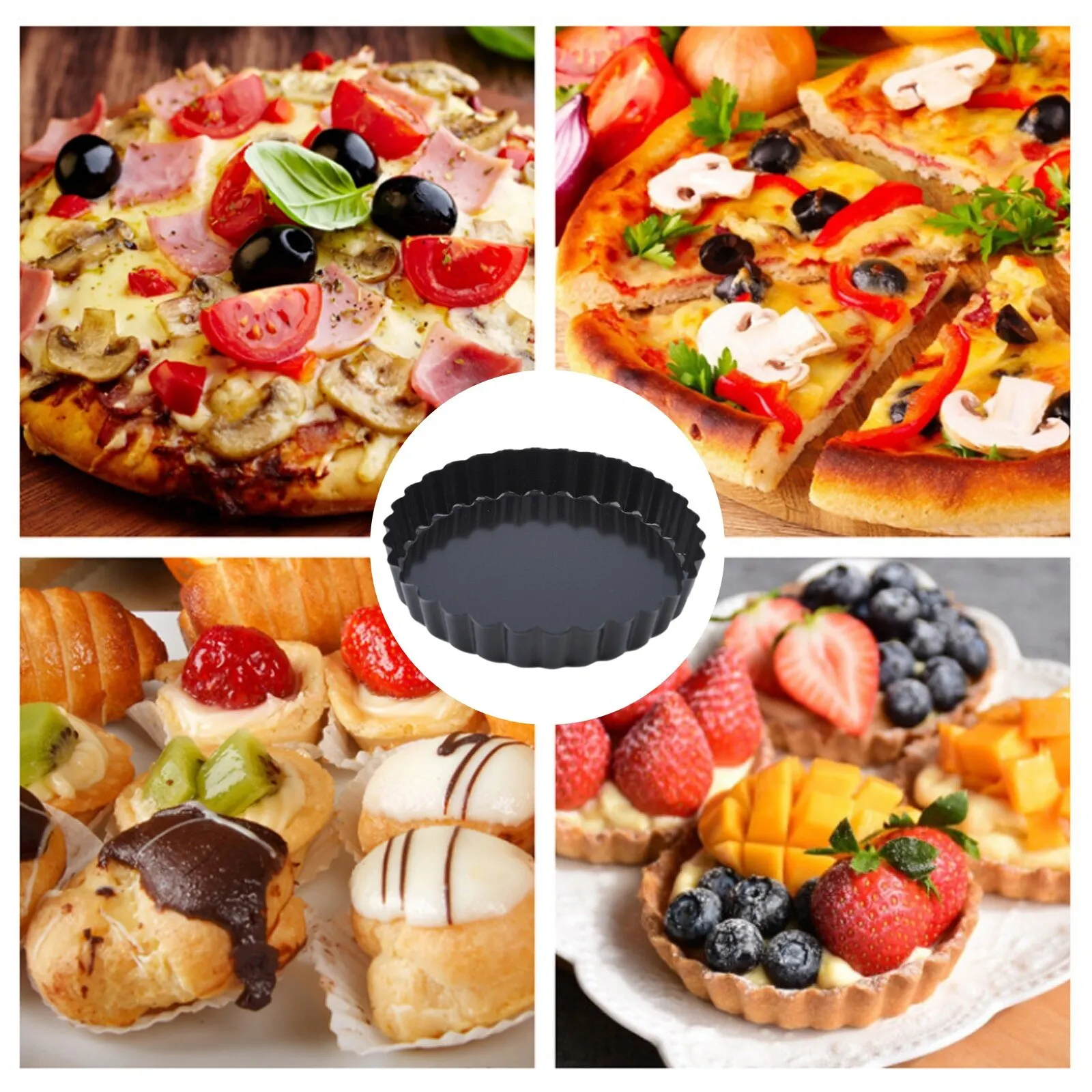 

New 8/10/12cm Pie Muffin Cupcake PansRound Pie Muffin Cupcake Pans Tray Pizza Baking Mold Removable Loose Bottom Round Bakeware