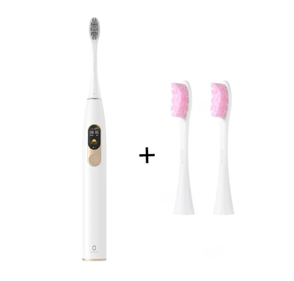 add brush head x2 Xiaomi Mijia Smart Sonic электрическая зубная щетка bluetooth 4,0 умная цветная отбеливающая резинка для сенсорного экрана для домашнего использования - Цвет: add brush head x2