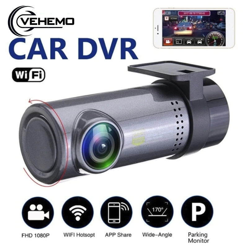 Автомобильный видеорегистратор Wi-Fi 360 градусов Full HD 720P Автомобильный видеорегистратор Цифровой видеорегистратор с микрофоном Автомобильная камера видеорегистратор DVRs