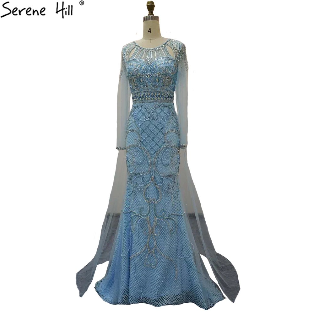Женское вечернее платье Serene Hill мусульманское синее роскошное со съемным шлейфом