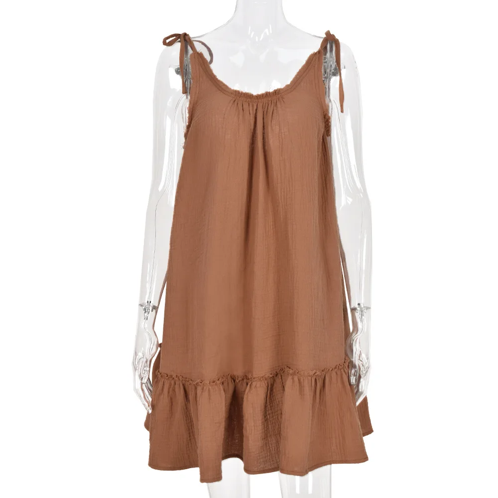 

2021 Summer Sexy Halter Camisole Dress Slim Dress Sleeveless Ruffled Fringed Chiffon Dress