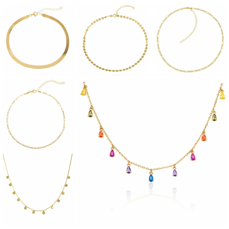 

CANNER 925 Sterling Silver Necklace For Women Colored Zircon Necklace Charms Chains Fine Jewelry Choker Bijoux Femme 2021 Trend