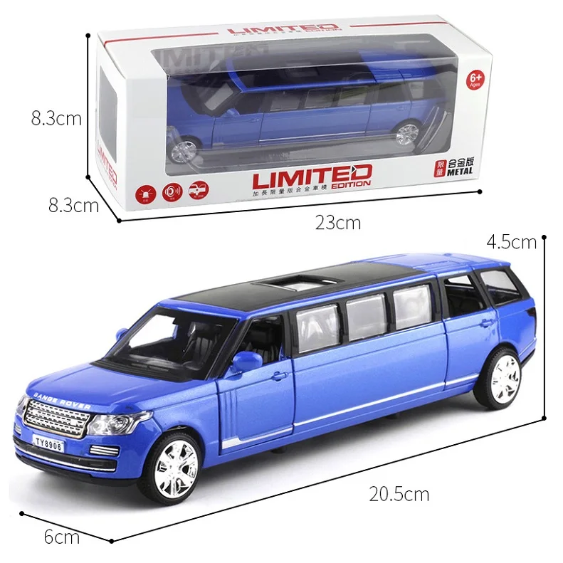 Модель 1/32 расширенного автомобиля # TY8906B литая синяя Игрушечная машина 4 двери