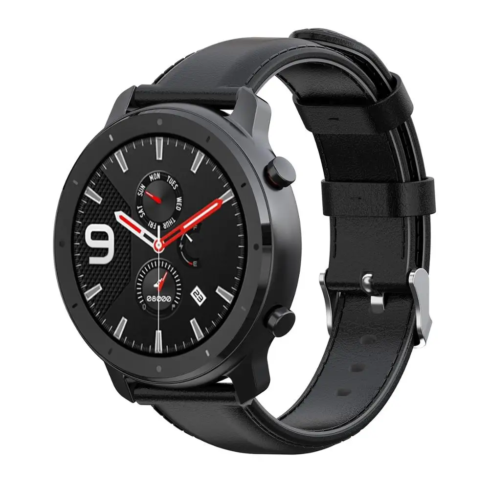 Ремешок кожаный для смарт-часов AMAZFIT GTR 47 мм 42 аксессуары наручных часов