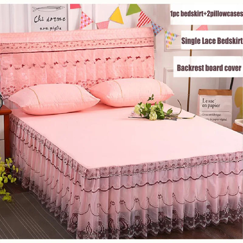 Однотонный Комплект постельного белья из 3 предметов с кружевными краями