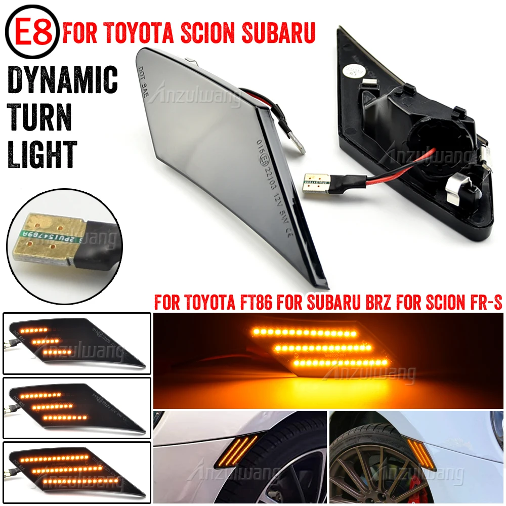 

2x LED Dynamic Turn Signal Light For Toyota 86 FT86 GT86 Side Marker Indicator Sequential Lamp For Scion FR-S For Subaru BRZ