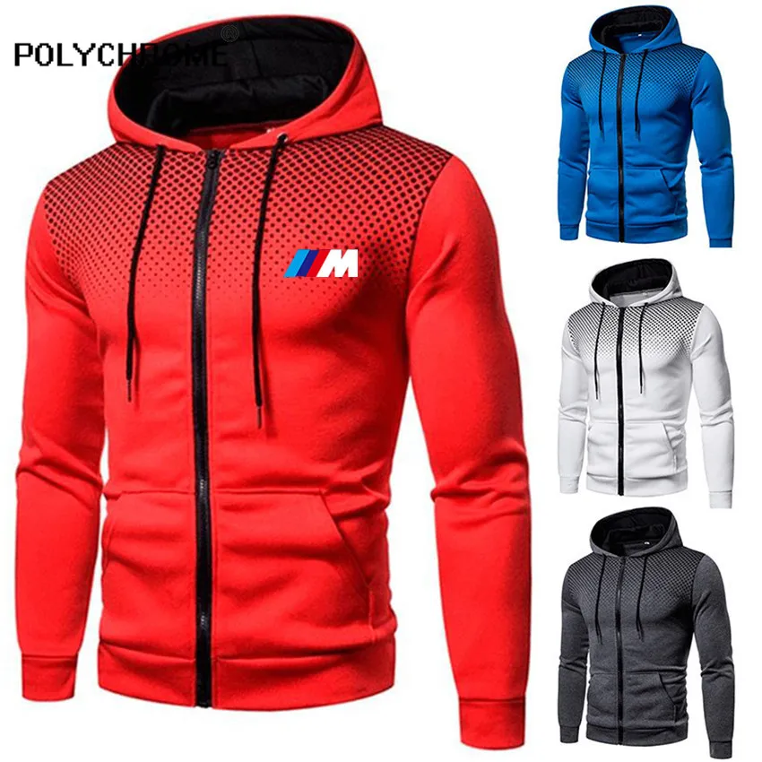 Куртка мужская с капюшоном и принтом BMW M повседневный кардиган на молнии