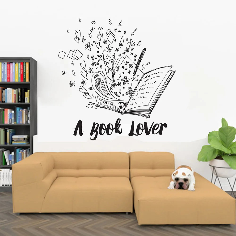 

A Book Lover Wall Decal Education Art Bookstore Reading Room Library Interior Decor Lettering Mural Vinyl Window Stickers Q996