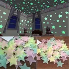 24 шт. 3D звезды светится в темноте наклейки на стену; Блестящие светящиеся наклейки на стену для детской комнаты, Спальня декор для потолка