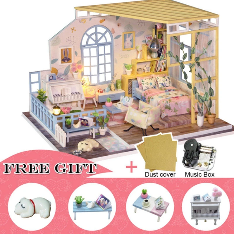 Каса де BONECA кукольный дом мебель миниатюрный домик DIY комната коробка театр