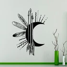 Наклейка на стену Луна стрелы и перья, Виниловая наклейка в этническом стиле, украшение для дома, интерьера, комнаты, офиса, дизайн 3C46