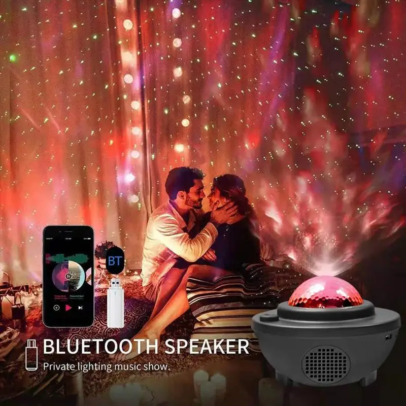 

Colorful Starry Projector Light Sky Galaxy Bluetooth USB Voice Control Music Player LED Night Light Romantic Lamp Night Light