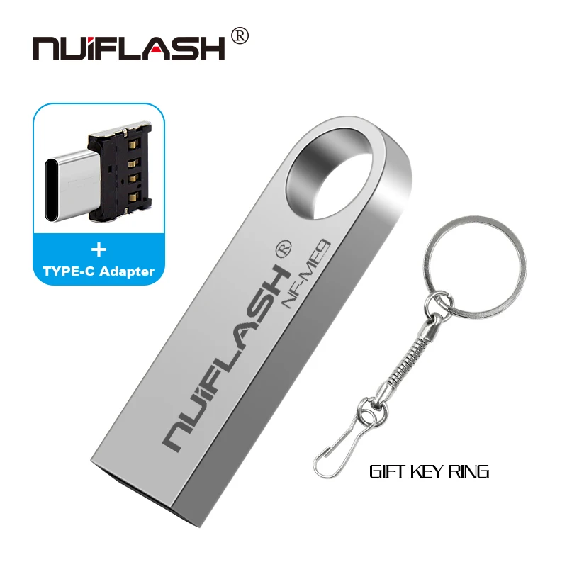silver-type c Бесплатный адаптер OTG type c, крутой USB флеш-накопитель, 8 ГБ/16 ГБ/32 ГБ/64 ГБ, флеш-накопитель, флешка, флеш-диск USB 2,0, карта памяти, usb-диск - Цвет: silver-type c