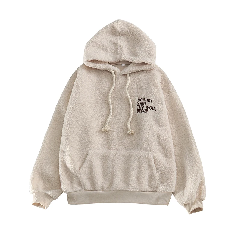 

Japanese Style Girly Style Lamb Wool Hooded Sweater for Women 2020 Autumn and Winter New Korean Style Ins Loose Long Sleeve Top