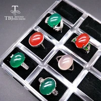 tbj special deal natural colorful agate gemstone ring 925 sterling silver for women fine jewelry best gift clean sale