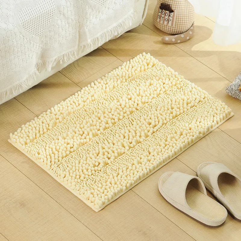 

Soft Shaggy Microfiber Chenille Bath Mat Water Absorb Anti Slip Bathroom Rug Carpet for Living Room Floor Mat