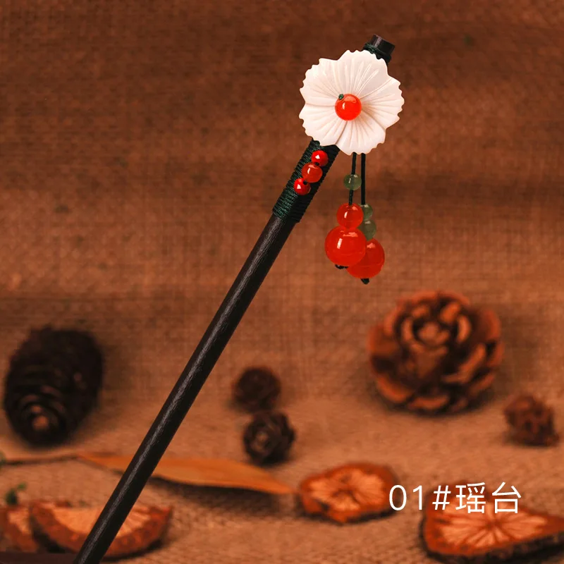 Vintage Chinese Style Hanfu Hair Stick Women Wood Glaze Fork Chopsticks Hairpin Woman Jewelry Clip Accessories |