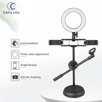 mobilephone selfie boardcasting ring light usb ring lamp multifunction stand photography beauty makeup desktop microphone holder