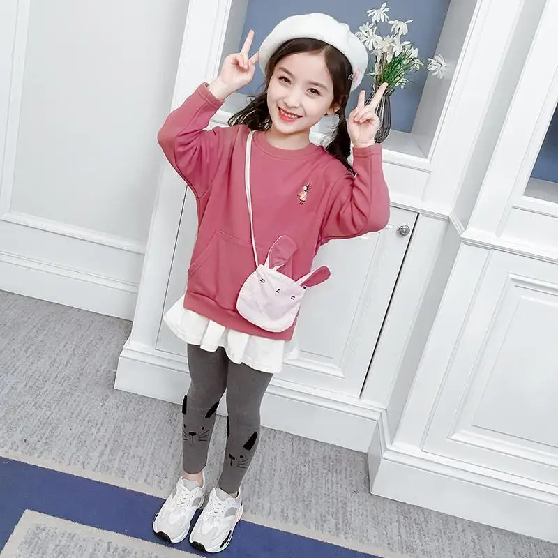 

Girls Spring Clothing Suits New Fashiona Western Style Childrenswear Spring and Autumn Big Clothes Two-Piece Sets 4-12 Ages