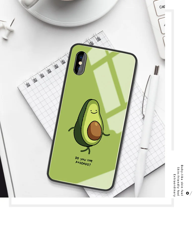 Закаленное Стекло чехол для Xiaomi mi A1 A2 A3 Lite мультфильм Твердый переплет для Xiaomi mi 5 6 mi x 2 2s 3 s Max на возраст 2, 3, 5X 6X авокадо защитный Капа