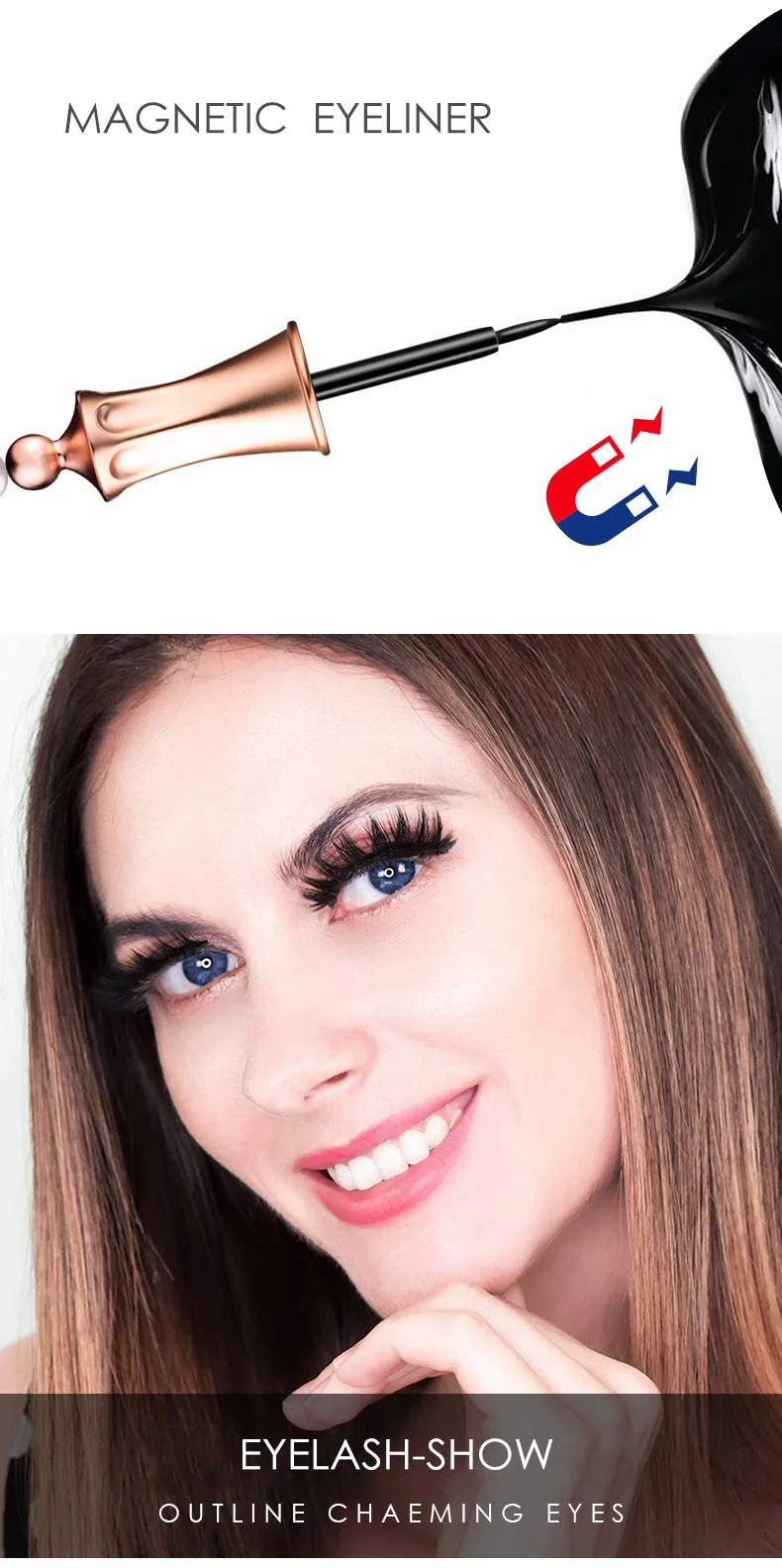 genailish magnetic eyelashes& magnetic eyeliner kit 5 magnets false eyelashes handmade natural 2 pairs lashes makeup tools set