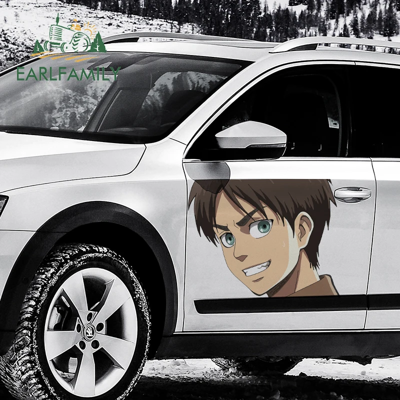 

EARLFAMILY 43cm x 32.7cm For Attack on Titan Eren Jaeger Car Stickers Auto Car Assessoires Decal Campervan Funny Anime Decals