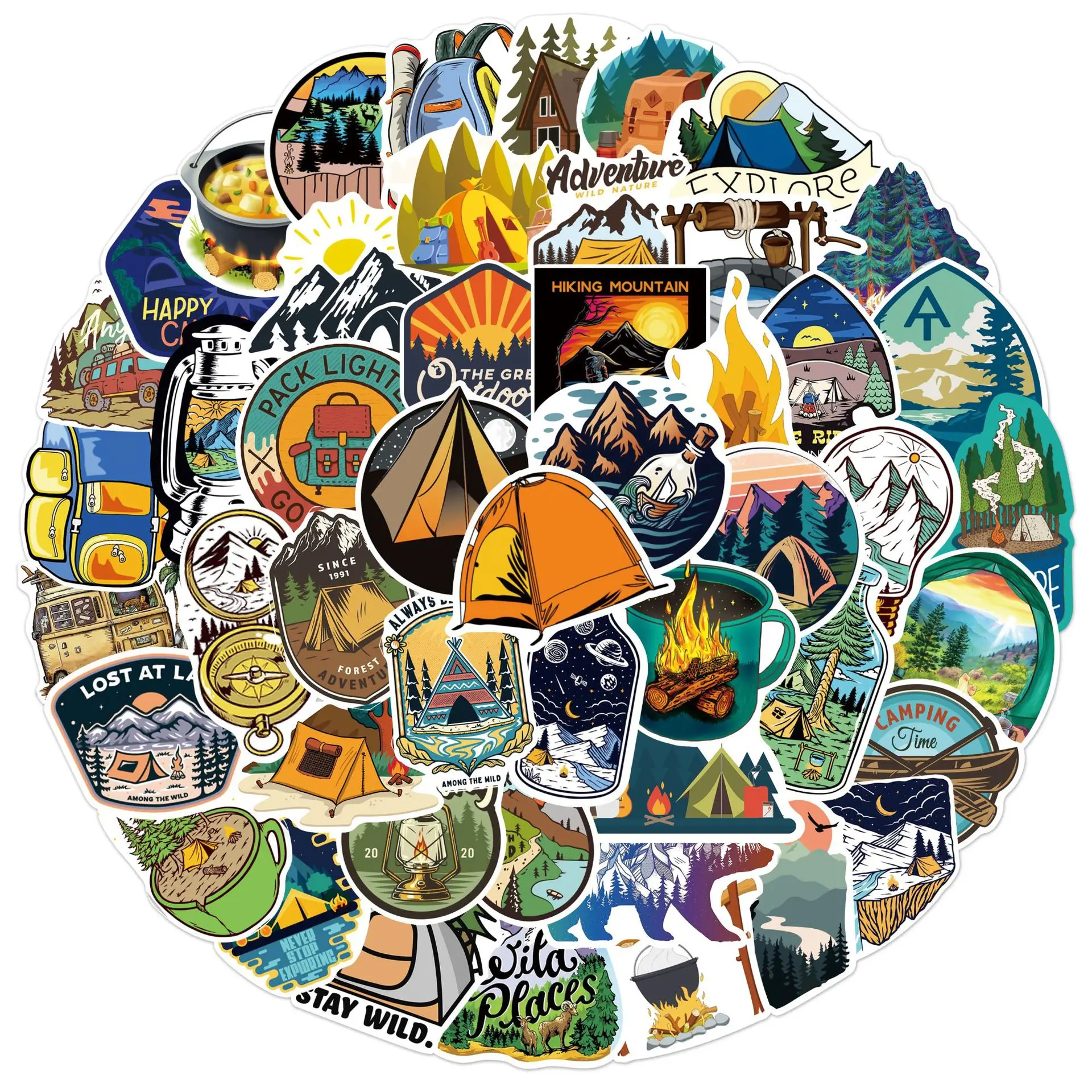 

10/30/50PCS Outdoor Camping Scenery Graffiti Stickers Waterproof Car Motorcycle Guitar Luggage Phone Laptop Kid Sticker Decals