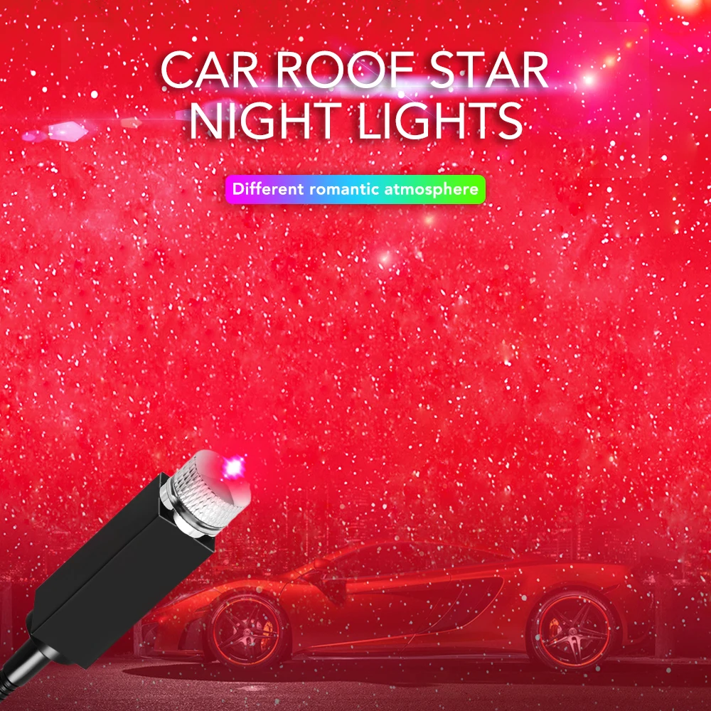 LED Car Roof Star Plug and Play Home Ceiling Romantic USB Night Light Starry Sky Red Blue Decor Lamp Adjustable Effects | Автомобили и