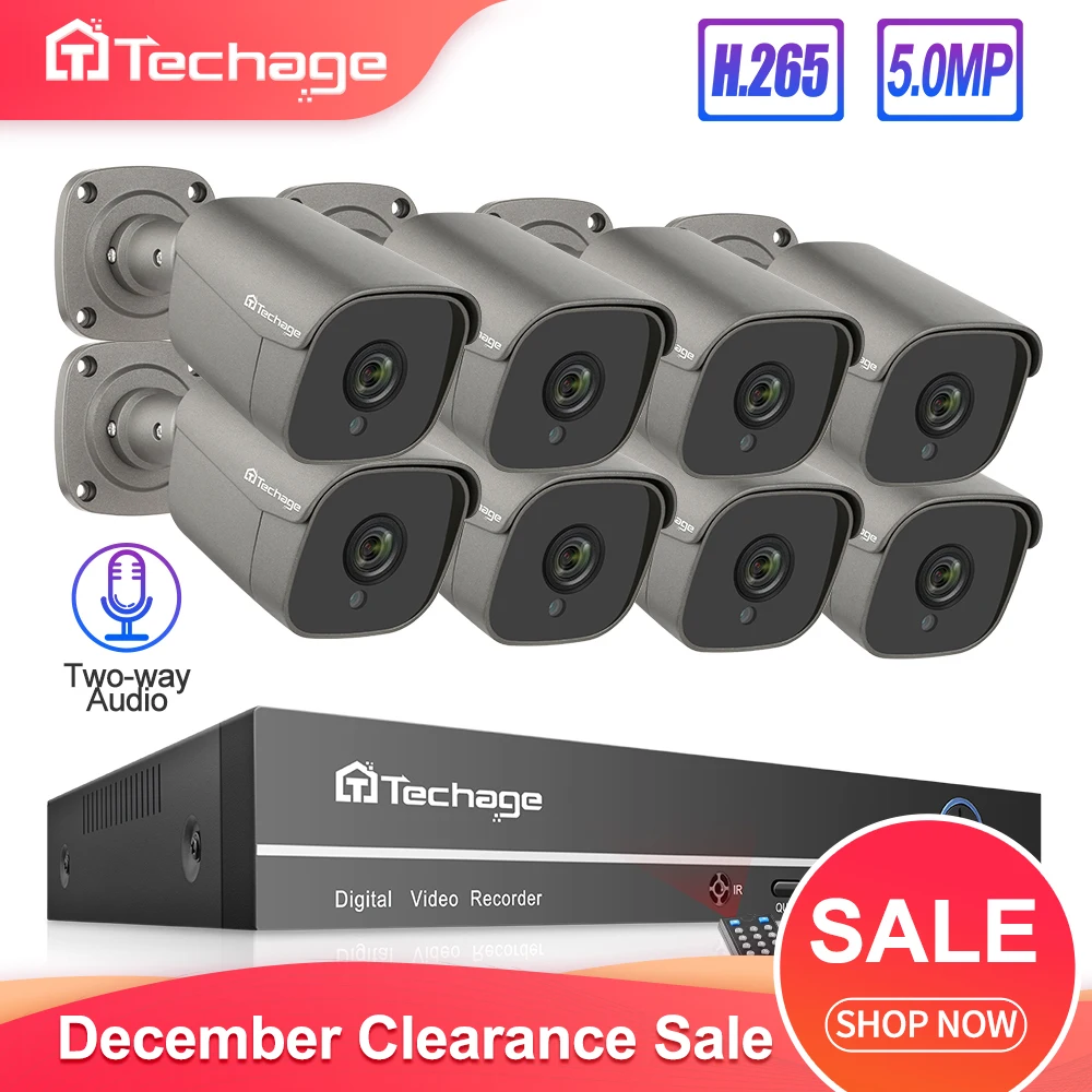 H.265 8CH 5MP HD POE NVR комплект системы видеонаблюдения двухсторонняя аудио звук AI IP камера IR Cut Открытый P2P комплект видеонаблюдения