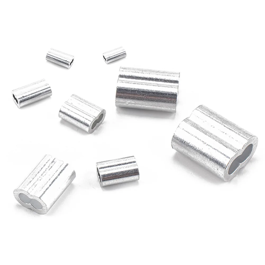 

Loop Sleeve Assortment Kit Cable Thimbles Aluminum Crimping Double Barrel Wire Rope Ferrules 8 Sizes for Wire Rope