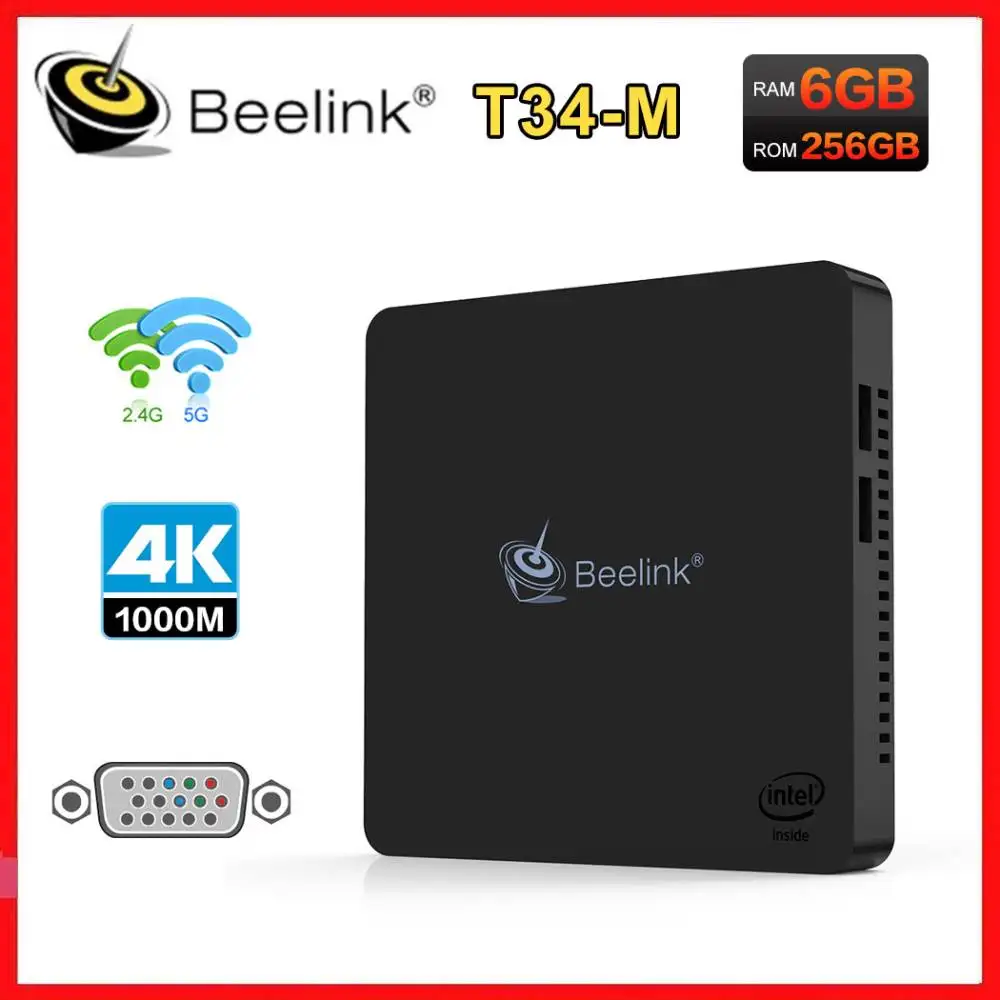 

Beelink Женский мини-ПК Intel Apollo Lake Celeron N3450 Quad Core DDR4 6 ГБ 128 Гб SSD Windows 10 настольный компьютер с HD VGA портом 1000M LAN
