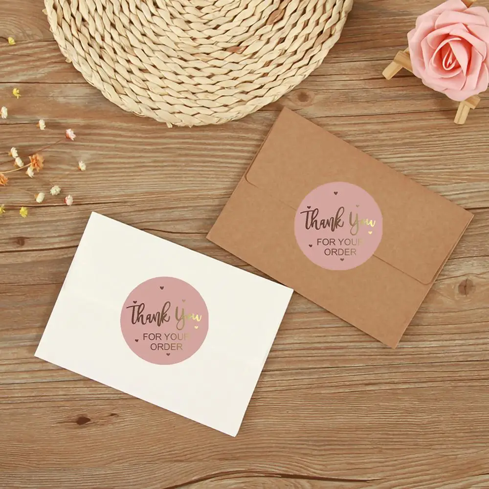 

500PCS /Roll Thank You for Your Order Stickers with Gold Foil Stickers for Company Giveaway & Birthday Party Favors Labels