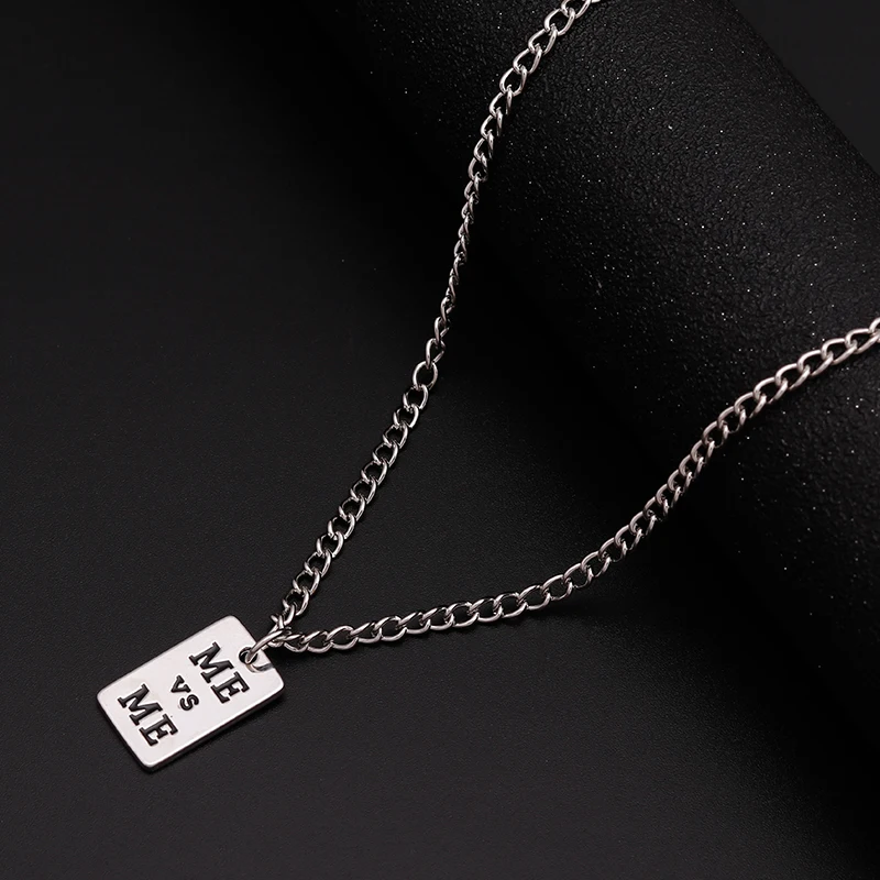 

Punk Street Fashion Letters Me Engraving Tag Pendants Necklaces for Women Gifts Night Club Jewelry Accessories